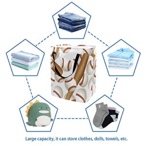 Baseball Bat and Balls Sport Pattern Print Collapsible Laundry Hamper, 60L Waterproof Laundry Baskets Washing Bin Clothes Toys Storage for Dorm Bathroom Bedroom