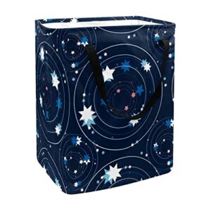 Little Stars and Round Circle Print Collapsible Laundry Hamper, 60L Waterproof Laundry Baskets Washing Bin Clothes Toys Storage for Dorm Bathroom Bedroom