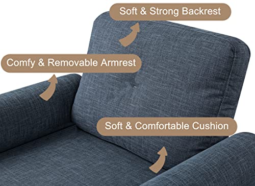 HOMERILLA Sectional Sofa, Modular Sofa, Modern Loveseat Living Room Seater Sofa with Armrest, Sleeper Bed Couch, Washable U-Shape Sofa, L-Shape Sofa with Ottomans, 7-Seat Sofa, Denim Blue