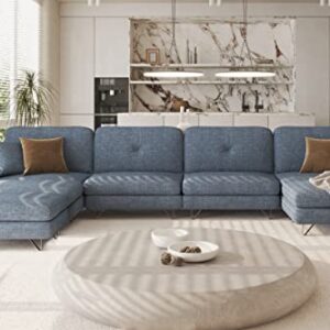 HOMERILLA Sectional Sofa, Modular Sofa, Modern Loveseat Living Room Seater Sofa with Armrest, Sleeper Bed Couch, Washable U-Shape Sofa, L-Shape Sofa with Ottomans, 7-Seat Sofa, Denim Blue