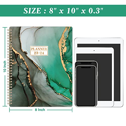 Planner 2023-2024 - Jul.2023 - Jun.2024, 2023-2024 Planner, Academic Planner 2023-2024, 2023-2024 Planner Weekly & Monthly with Tabs, 8" x 10", Flexible Cover, Thick Paper, Twin-Wire Binding, Perfect Daily Organizer - Black-Green Gilding