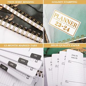 Planner 2023-2024 - Jul.2023 - Jun.2024, 2023-2024 Planner, Academic Planner 2023-2024, 2023-2024 Planner Weekly & Monthly with Tabs, 8" x 10", Flexible Cover, Thick Paper, Twin-Wire Binding, Perfect Daily Organizer - Black-Green Gilding