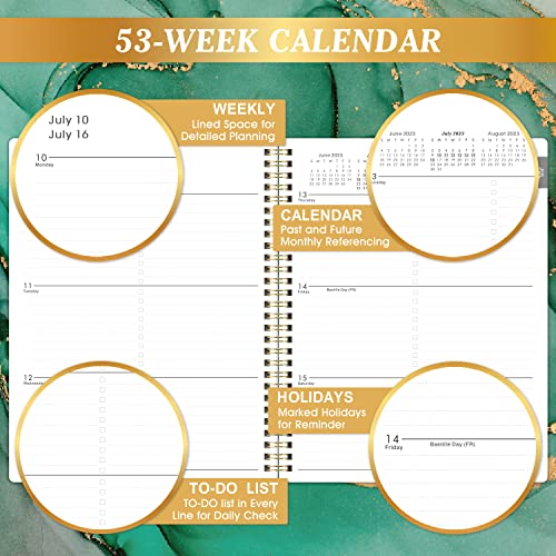 Planner 2023-2024 - Jul.2023 - Jun.2024, 2023-2024 Planner, Academic Planner 2023-2024, 2023-2024 Planner Weekly & Monthly with Tabs, 8" x 10", Flexible Cover, Thick Paper, Twin-Wire Binding, Perfect Daily Organizer - Black-Green Gilding