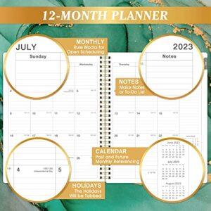 Planner 2023-2024 - Jul.2023 - Jun.2024, 2023-2024 Planner, Academic Planner 2023-2024, 2023-2024 Planner Weekly & Monthly with Tabs, 8" x 10", Flexible Cover, Thick Paper, Twin-Wire Binding, Perfect Daily Organizer - Black-Green Gilding