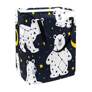 constellation bear with moon stars print collapsible laundry hamper, 60l waterproof laundry baskets washing bin clothes toys storage for dorm bathroom bedroom