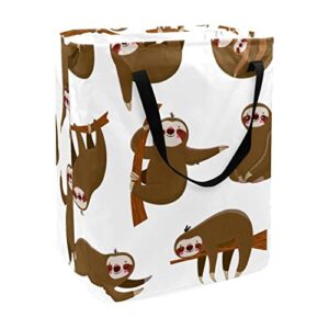 funny sloths print collapsible laundry hamper, 60l waterproof laundry baskets washing bin clothes toys storage for dorm bathroom bedroom