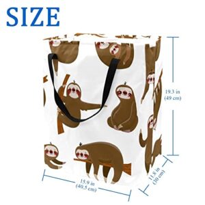 Funny Sloths Print Collapsible Laundry Hamper, 60L Waterproof Laundry Baskets Washing Bin Clothes Toys Storage for Dorm Bathroom Bedroom