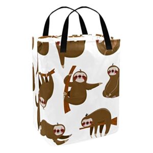 Funny Sloths Print Collapsible Laundry Hamper, 60L Waterproof Laundry Baskets Washing Bin Clothes Toys Storage for Dorm Bathroom Bedroom