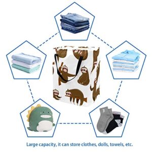 Funny Sloths Print Collapsible Laundry Hamper, 60L Waterproof Laundry Baskets Washing Bin Clothes Toys Storage for Dorm Bathroom Bedroom