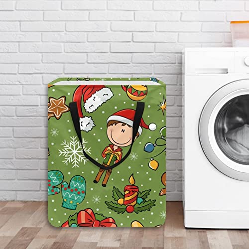 Christmas Boy Gifts Print Collapsible Laundry Hamper, 60L Waterproof Laundry Baskets Washing Bin Clothes Toys Storage for Dorm Bathroom Bedroom