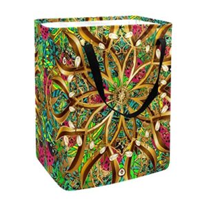 ladybugs and mandalas print collapsible laundry hamper, 60l waterproof laundry baskets washing bin clothes toys storage for dorm bathroom bedroom