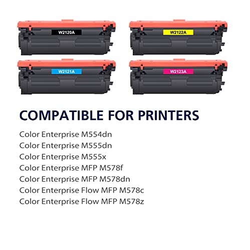 212A Toner Cartridge 4 Pack Compatible Replacement for HP 212A 212X W2120A W2120X for HP Color Enterprise M555dn M554dn M555x MFP M578f M578dn Flow MFP M578c M578z Printer (Black Cyan Yellow Magenta)