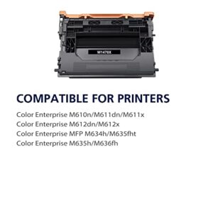 147X Black Toner Cartridge 1-Pack with Chip Compatible Replacement for HP 147X 147A W1470X W1470A for HP Laserjet Enterprise M610n M611dn M611x M612dn M612x MFP M634h M635fht Printer High Yield Ink