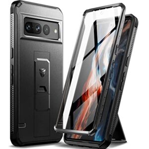 Dexnor Full Body Case for Google Pixel 7 Pro, [Built in Screen Protector and Kickstand] Heavy Duty Military Grade Protection Shockproof Protective Cover for Google Pixel 7 Pro Black