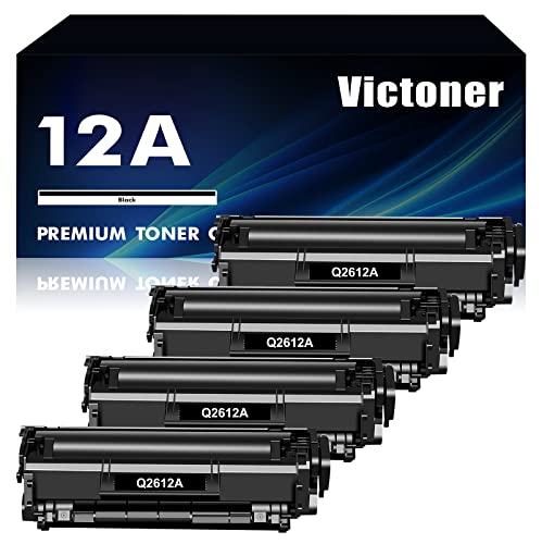 12A Black Toner Cartridge 4 Pack Compatible Replacement for HP 12A Q2612A Toner Cartridge for HP Laserjet 1010 1012 1015 1018 1020 1022 3015 3020 3030 3050 3050Z 3052 3055 Printer High Yield