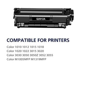 12A Black Toner Cartridge 4 Pack Compatible Replacement for HP 12A Q2612A Toner Cartridge for HP Laserjet 1010 1012 1015 1018 1020 1022 3015 3020 3030 3050 3050Z 3052 3055 Printer High Yield