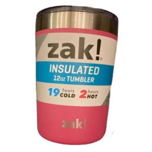 zak! designs 12oz double wall stainless steel tumbler, pink