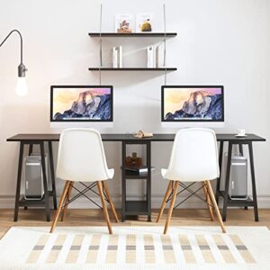 sogesfurniture Two Person Desk, 94.5” Double Computer Desk with Open Storage Shelf, Double Gaming Computer Desk, Extra Long Table, Writing Study Desk, Black