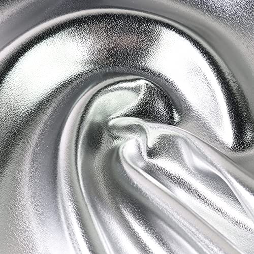 Glitter Faux Leather Sheets Glitter Fabric 12"x54" Soft and Waterproof Shiny Synthetic Leather Material for Sew,Bows,Earrings,DIY Crafts (Silvery)