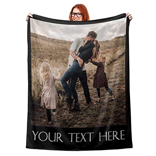 Custom Blanket With Photo Text Personalized Throw Blanket Customized Picture Blanket For Baby Mother Father Adult Friends Lovers Dog Pets Personalized Gift Flannel Blanket Birthday Halloween Christmas