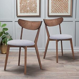 ERGOMASTER Dining Chairs Set of 4 Walnut Wood Dining Room Chairs Kitchen Chairs with Curved Back for Kitchen, Dining Room, Restaurant