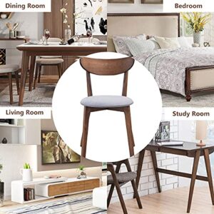 ERGOMASTER Dining Chairs Set of 4 Walnut Wood Dining Room Chairs Kitchen Chairs with Curved Back for Kitchen, Dining Room, Restaurant