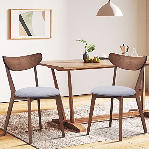 ERGOMASTER Dining Chairs Set of 4 Walnut Wood Dining Room Chairs Kitchen Chairs with Curved Back for Kitchen, Dining Room, Restaurant