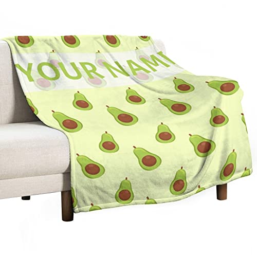 Personalized Avocado Blanket with Name - Soft, Fuzzy & Warm - 40"x50" Small Blanket for Couch, Sofa - Green Cute Throw Gifts for Girls, Boys