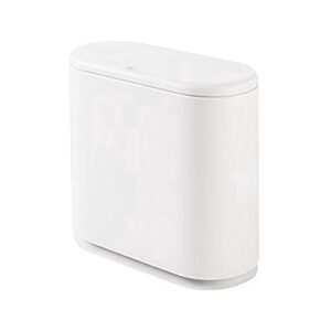 liqiu 10l bathroom trash can,2.4 gallon plastic trash can with press type lid,white rectangular garbage bin for office,bedroom,kitchen,living room.