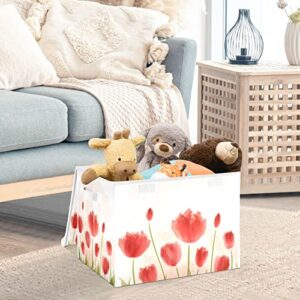 RunningBear Blooming Tulips Large Storage Bins with Lid Collapsible Storage Bin Closet Storage Bins Cloth Baskets Containers for Boys Girls Toys