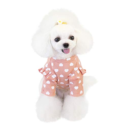 Dog Sweatshirt Set Pet Clothes Autumn Winter Winter pet Clothes Love Bottoming Shirt Female Dog Sweater Medium (Large, Pink)