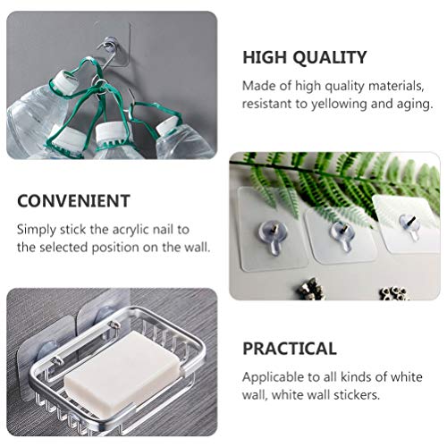 Cabilock Shower Curtain Hooks Shower Curtain Hooks Wall Hooks 10pcs Adhesive Hooks Self-Adhesive Hooks Adhesive Pads Wall Screw Stickers Shower Curtain Hooks Wall Hooks Wall Hooks