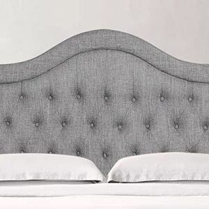 Rosevera Niana Adjustable Headboard with Fine Linen Upholstery and Button Tufting for Bedroom, Queen, Dove Gray