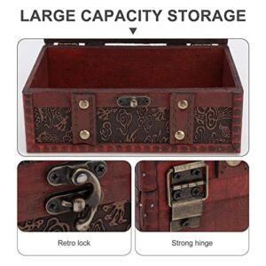 LDCHNH Vintage Wooden Treasure Storage Box Piggy Bank Organizer Saving Box Case Dustproof Earring Rings Necklace Box