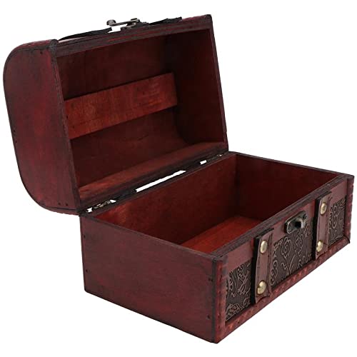 LDCHNH Vintage Wooden Treasure Storage Box Piggy Bank Organizer Saving Box Case Dustproof Earring Rings Necklace Box