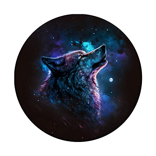 Cute Howling Galaxy Wolf Lover PopSockets Swappable PopGrip