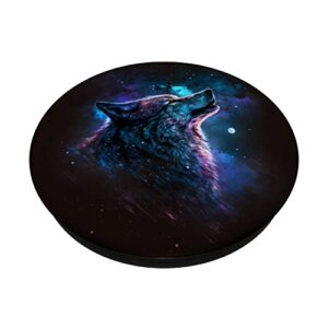 Cute Howling Galaxy Wolf Lover PopSockets Swappable PopGrip