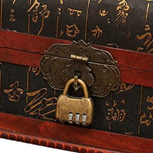 LDCHNH Portable Wood Distressed Treasure Chest Metal Password Storage Case Prop