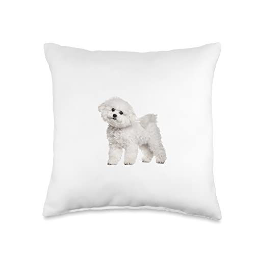 Cute Bichon Frise Throw Pillow, 16x16, Multicolor