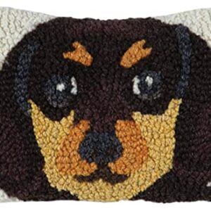 Chandler 4 Corners Artist-Designed Dachschund Hand-Hooked Wool Decorative Throw Pillow (8” x 12”) Dog Pillow for Couches & Beds - Easy Care & Low Maintenance Pillow - Brown Dachshund Throw Pillow