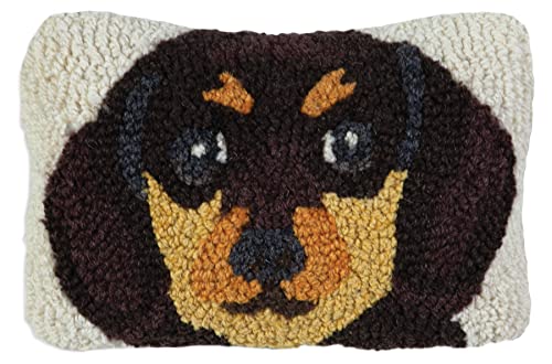 Chandler 4 Corners Artist-Designed Dachschund Hand-Hooked Wool Decorative Throw Pillow (8” x 12”) Dog Pillow for Couches & Beds - Easy Care & Low Maintenance Pillow - Brown Dachshund Throw Pillow