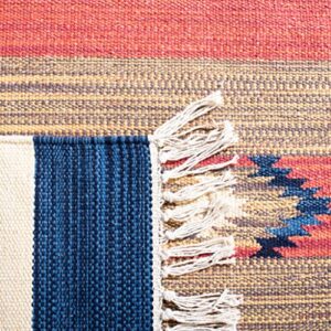 Safavieh Montauk Collection Runner Rug - 2'3" x 7', Blue & Red, Handmade Boho Tribal Southwestern Cotton Fringe, Ideal for High Traffic Areas in Living Room, Bedroom (MTK552A)