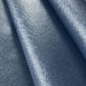 silky textured faux leather with a gorgeous sheen, soft satin like vinyl fabric, embossed upholstery and diy craft pleather sheets – one foot cut 12”x54” (blue)