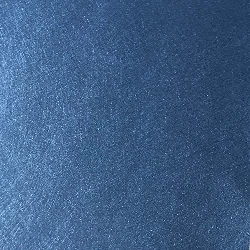 Silky Textured Faux Leather with A Gorgeous Sheen, Soft Satin Like Vinyl Fabric, Embossed Upholstery and DIY Craft Pleather Sheets – One Foot Cut 12”x54” (Blue)