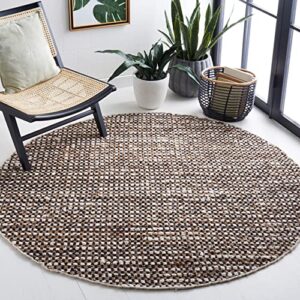safavieh natura collection area rug - 6' round, black & ivory, handmade flat weave wool & jute, ideal for high traffic areas in living room, bedroom (nat349z)