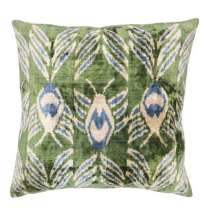 canvello-exquisite  down pillow/throw cushion: feather pillows elegance & art | iconic throw pillows with ikat design  | soft velvet silk   (20" x 20”)