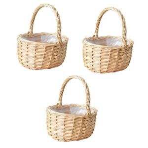 aboofan 3pcs for vintage multi-function holder plastic home egg rattan candy gift wedding braided storage willow baskets hunting eggs basket picking party household flower handmade style