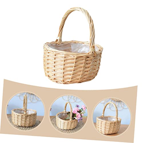 ABOOFAN 3pcs for Vintage Multi-Function Holder Plastic Home Egg Rattan Candy Gift Wedding Braided Storage Willow Baskets Hunting Eggs Basket Picking Party Household Flower Handmade Style