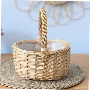 ABOOFAN 3pcs for Vintage Multi-Function Holder Plastic Home Egg Rattan Candy Gift Wedding Braided Storage Willow Baskets Hunting Eggs Basket Picking Party Household Flower Handmade Style