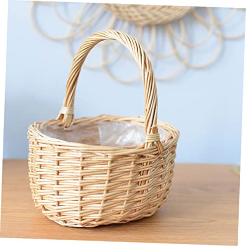 ABOOFAN 3pcs for Vintage Multi-Function Holder Plastic Home Egg Rattan Candy Gift Wedding Braided Storage Willow Baskets Hunting Eggs Basket Picking Party Household Flower Handmade Style